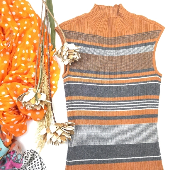 House of Harlow 1960 Striped Brown and Orange Dress Size S - Picture 4 of 7